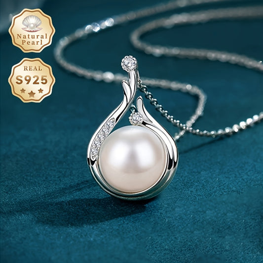 Lifestyle image featuring Pearl Drop Necklace with elegant outfit