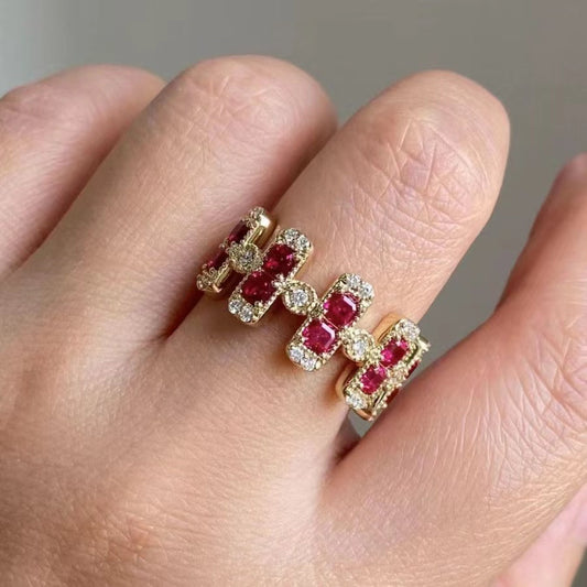 Model wearing Ruby Blossom Ring