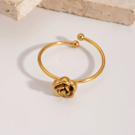 Close-up of Rose Flower Ring showcasing detailed floral design