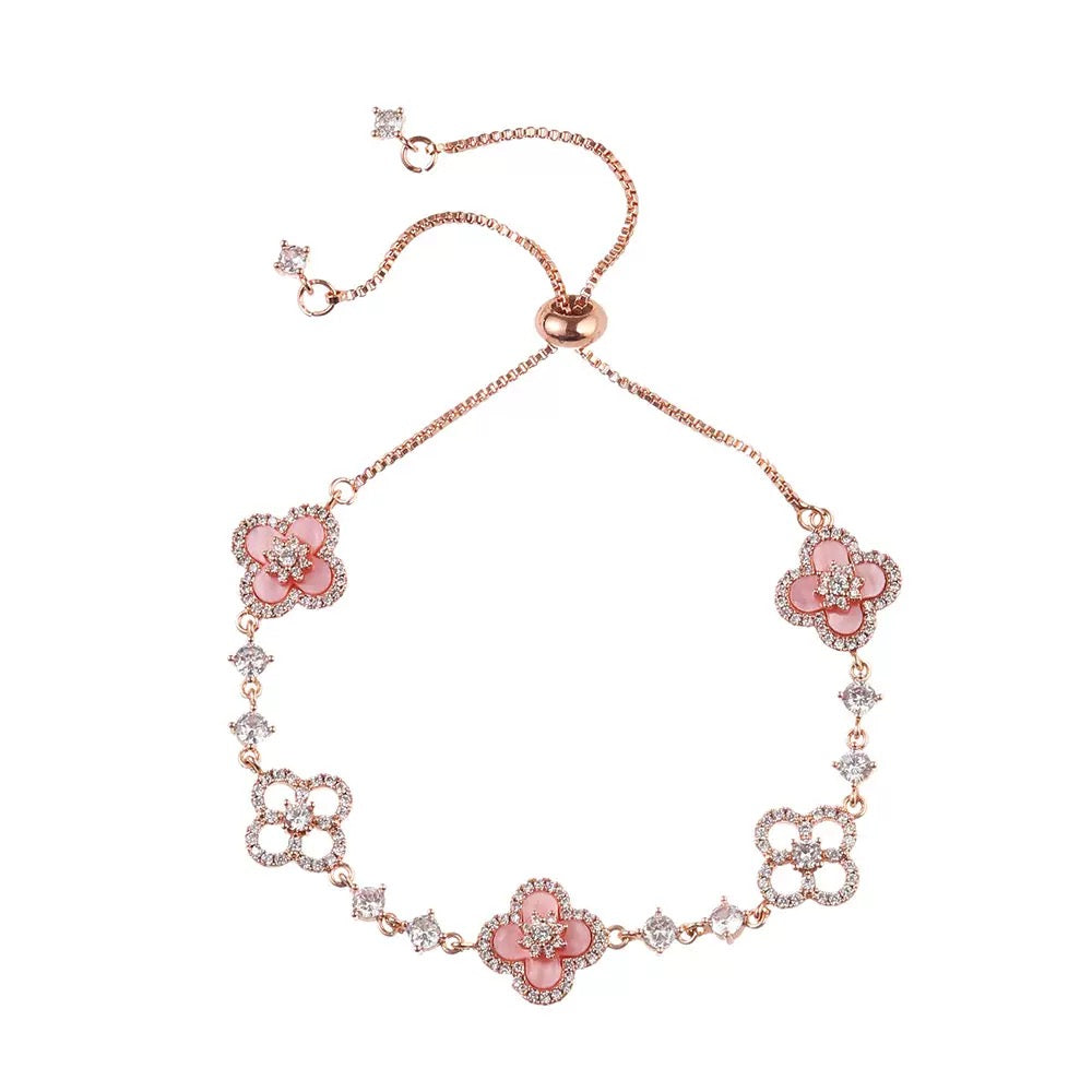 Pulseira Sakura Cleef – Pulseira Elegante com Pingente Floral para Ela | Ajustável Ouro/ Ouro Rosa/ Prateado | CotaJewelry