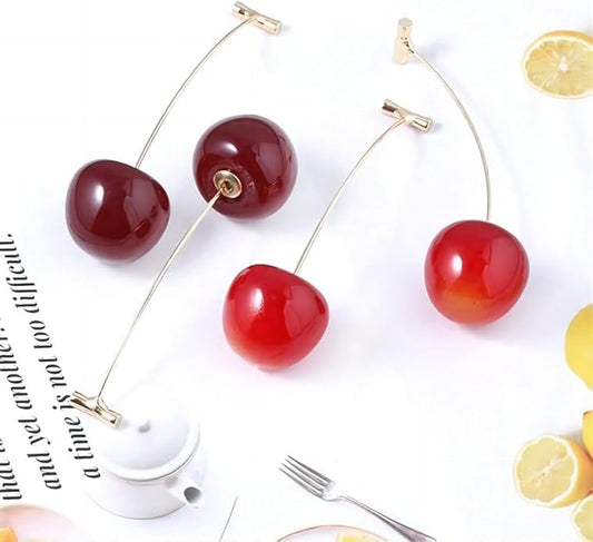 Alloy and resin cherry stud earrings by CotaJewelry