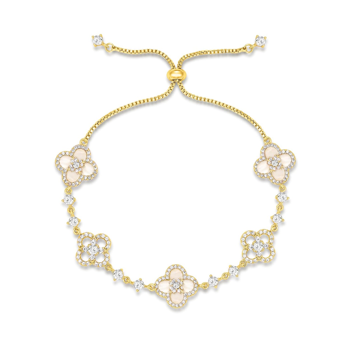 Pulseira Sakura Cleef – Pulseira Elegante com Pingente Floral para Ela | Ajustável Ouro/ Ouro Rosa/ Prateado | CotaJewelry