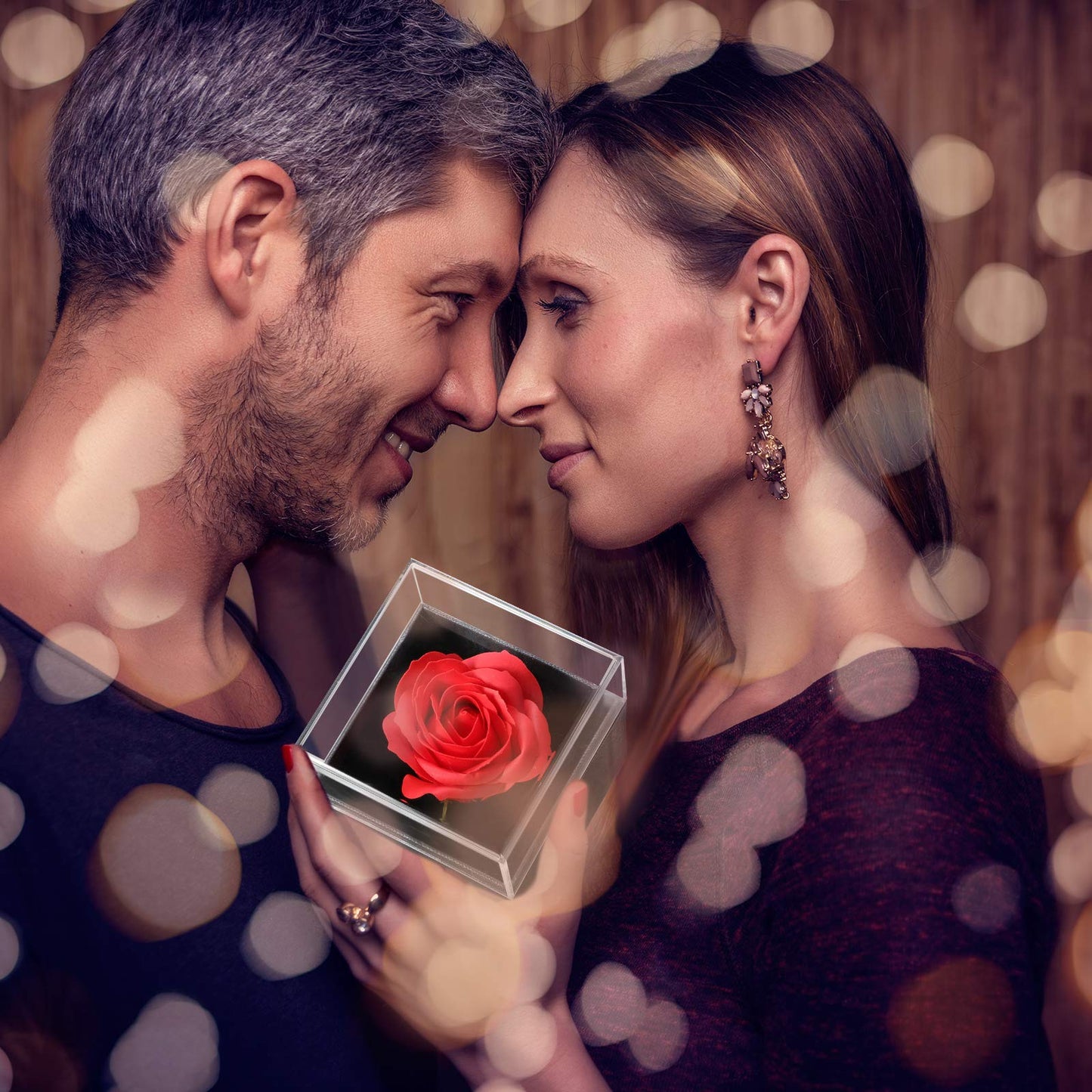 100 Sprachen 'Ich liebe dich' Projektionshalskette mit Rosen-Geschenkbox