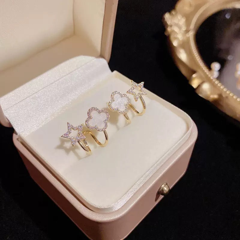 Four-Leaf Clover Σκουλαρίκια Καρφάκια – Κομψή Λαμπερή Διαμαντένια Διακόσμηση για Γυναίκες | CotaJewelry