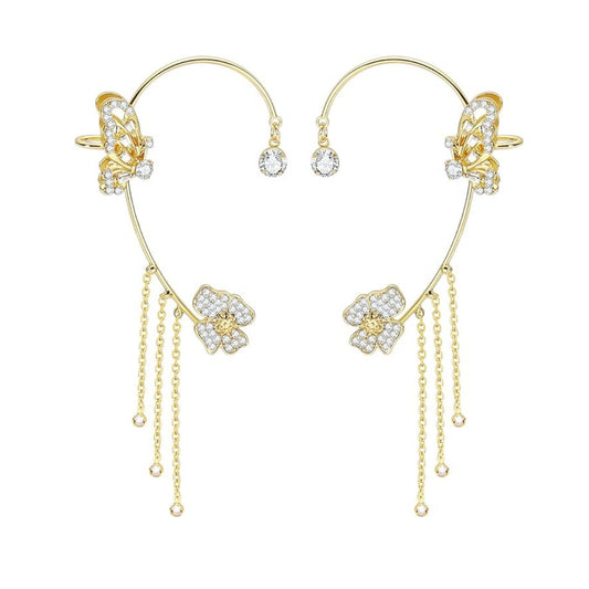 Close-up of Tassel Butterfly Ear Cuffs highlighting butterfly motif and tassels