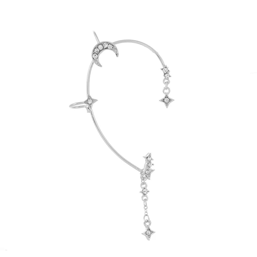 Star and Moon Earrings displayed on a white background highlighting design