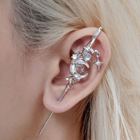 Lightweight hypoallergenic needle piercing earrings with moon seashell