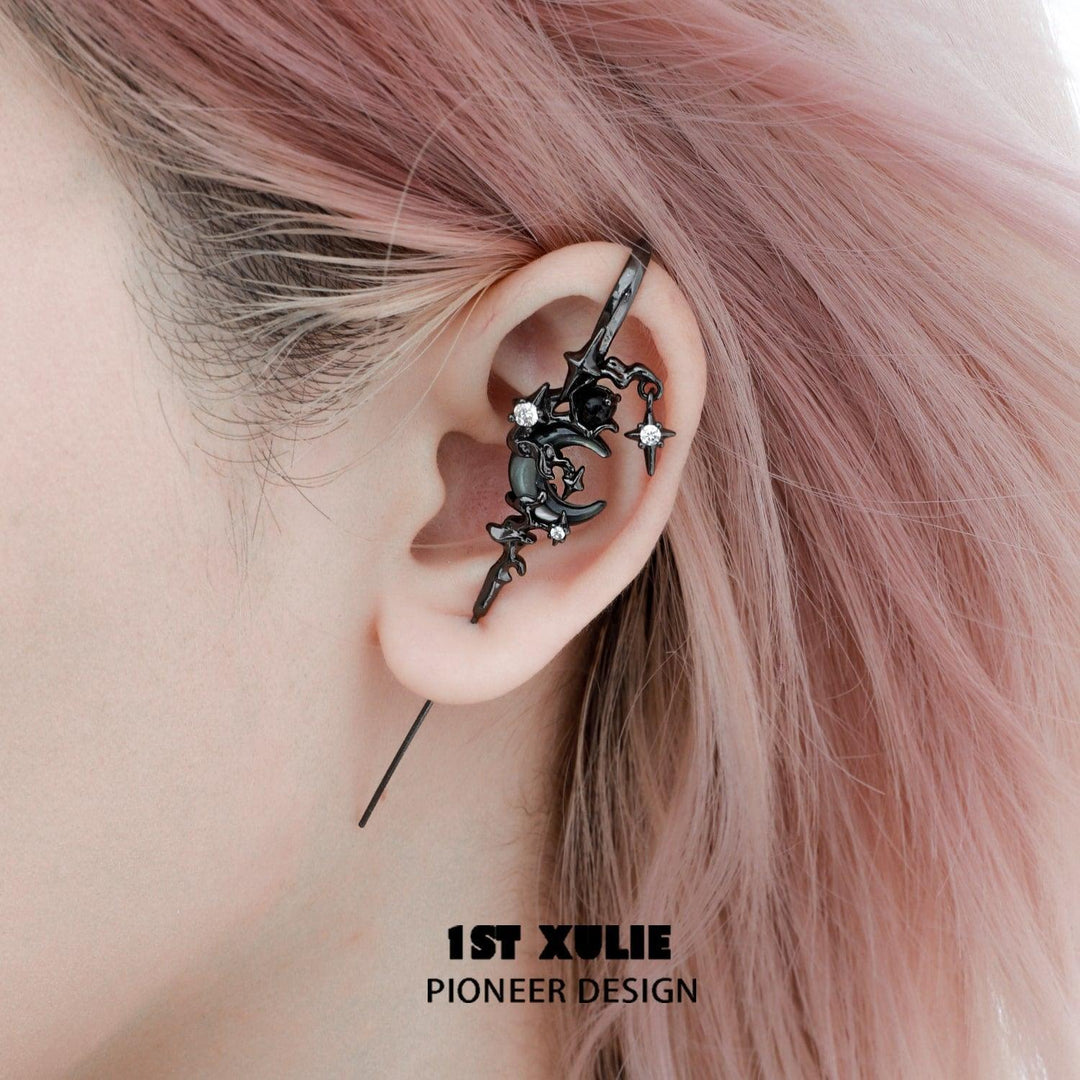 MYTH OF THE MOON 18K platina / 24K guld öronkrok nål piercingörhänge™