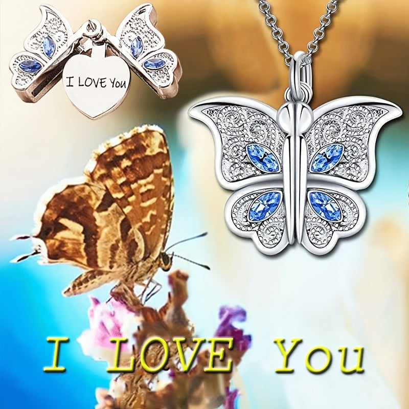 Elegant butterfly charm necklace with engraving