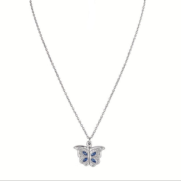 Butterfly Pendant Necklace engraved with I Love You