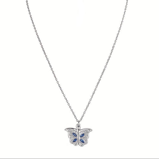 Butterfly Pendant Necklace engraved with I Love You