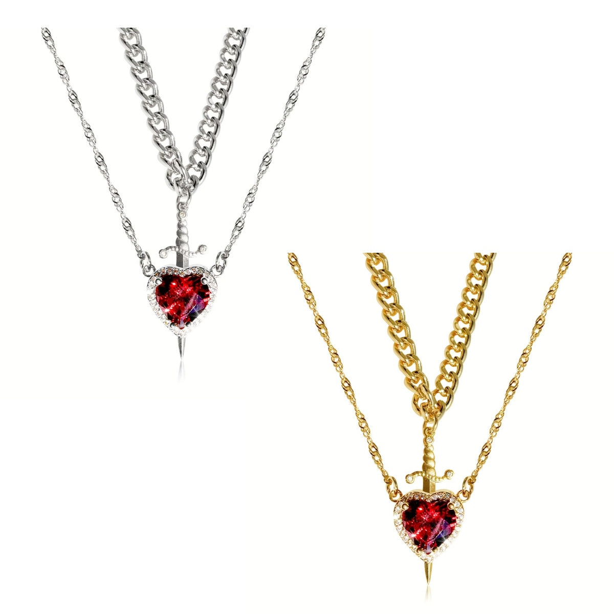 Colar Coração & Espada – Presente Romântico de Joalharia para Ela | Pendente Gótico Ajustável | CotaJewelry
