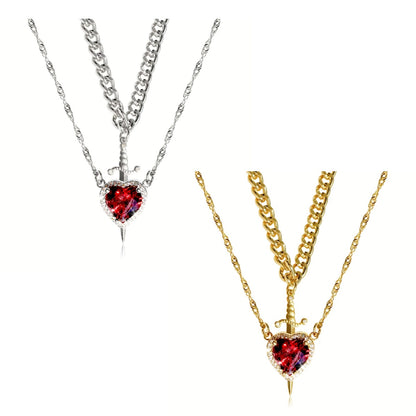 Colar Coração & Espada – Presente Romântico de Joalharia para Ela | Pendente Gótico Ajustável | CotaJewelry