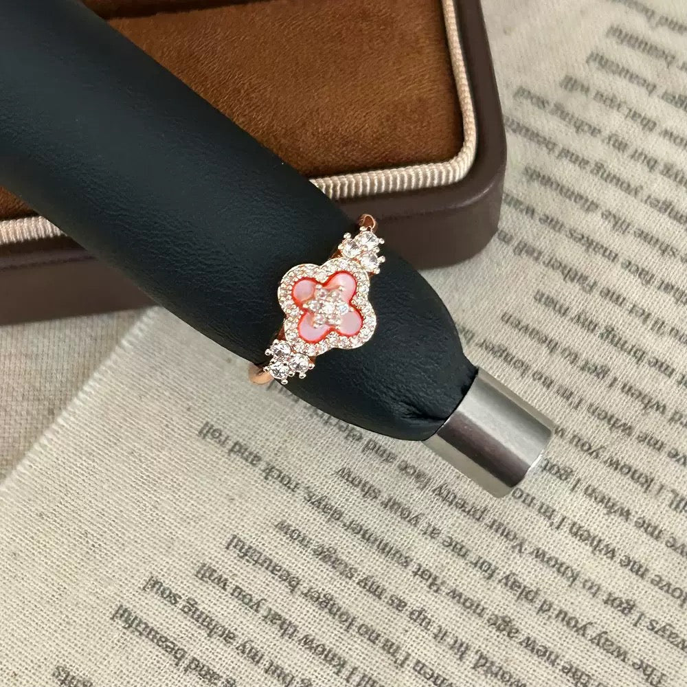 Elegant Sakura Cleef Adjustable Ring on finger