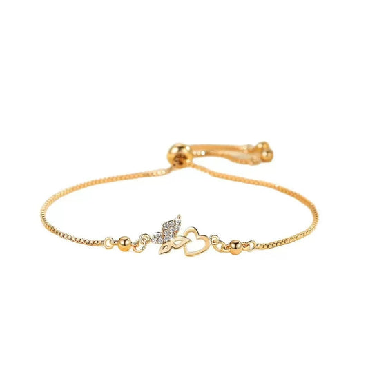 Butterfly Heart Bracelet with cubic zirconia inlay