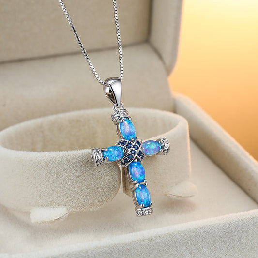 CotaJewelry elegant opal cross pendant for women