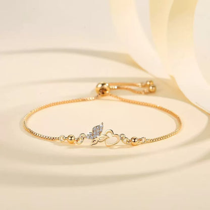 Close-up of Butterfly Heart Bracelet with zirconia stones