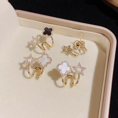 Four-Leaf Clover Σκουλαρίκια Καρφάκια – Κομψή Λαμπερή Διαμαντένια Διακόσμηση για Γυναίκες | CotaJewelry