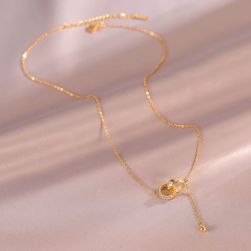 Interlocking Circle Tassel Necklace