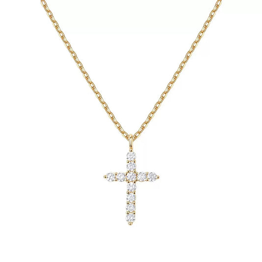 14K Gold Cross Pendant Necklace by CotaJewelry