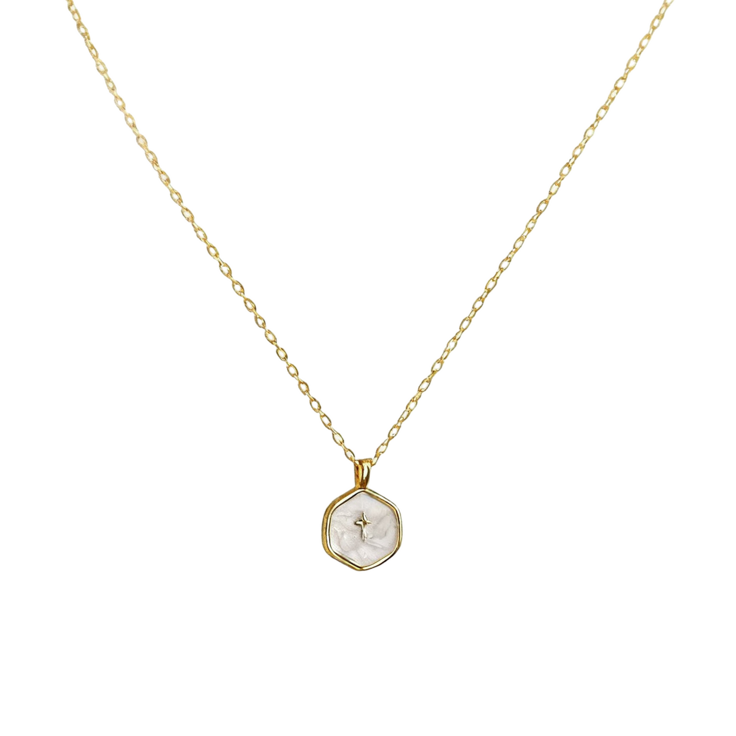 Colorful enamel mini cross necklace with alloy chain front view