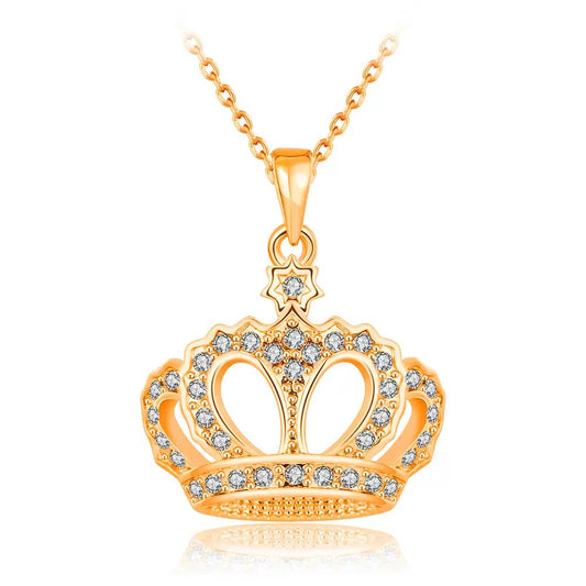 18K Colar com Pendente de Coroa Banhado a Ouro – Joia de Coroa Real para Presente para Ela | Corrente Ajustável | CotaJewelry