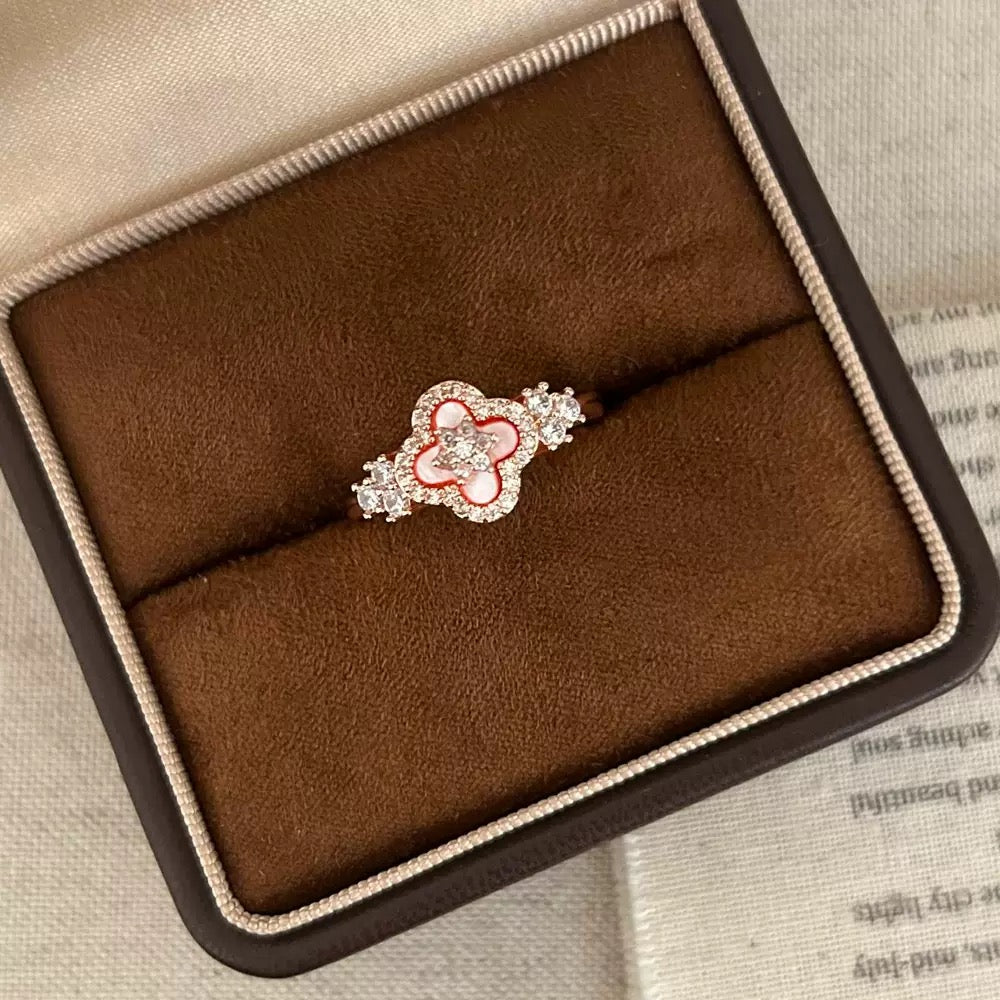 Elegant Sakura Cleef Adjustable Ring on finger