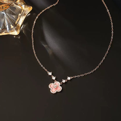 CotaJewelry Sakura Cleef Necklace pink clover pendant