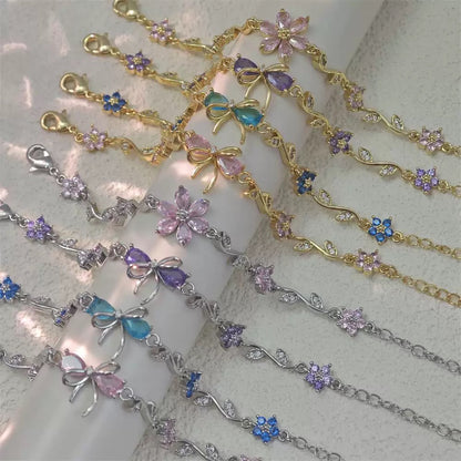 Dainty gold-plated bow bracelet for women jewelry gift