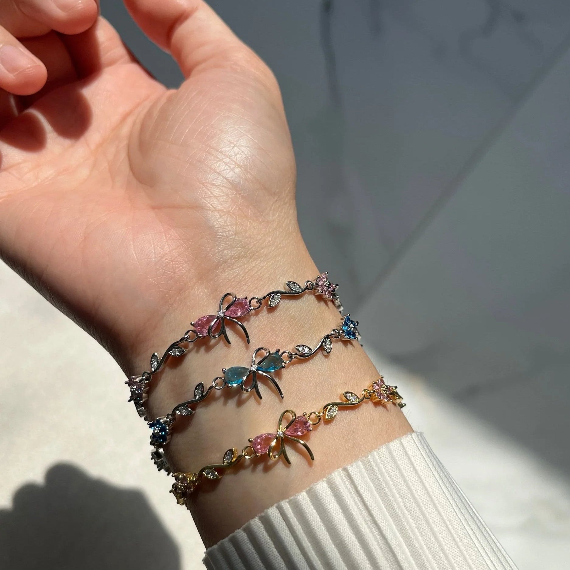 CotaJewelry dainty bow bracelet sparkling accessory