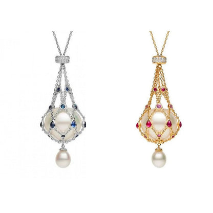 Close-up of 20mm lab-created pearl lavalier pendant – Cota Jewelry