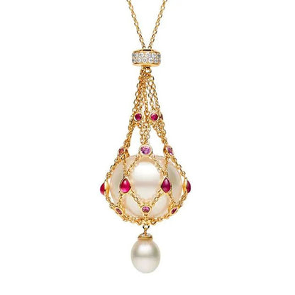Close-up of 20mm lab-created pearl lavalier pendant – Cota JewelryJewelry