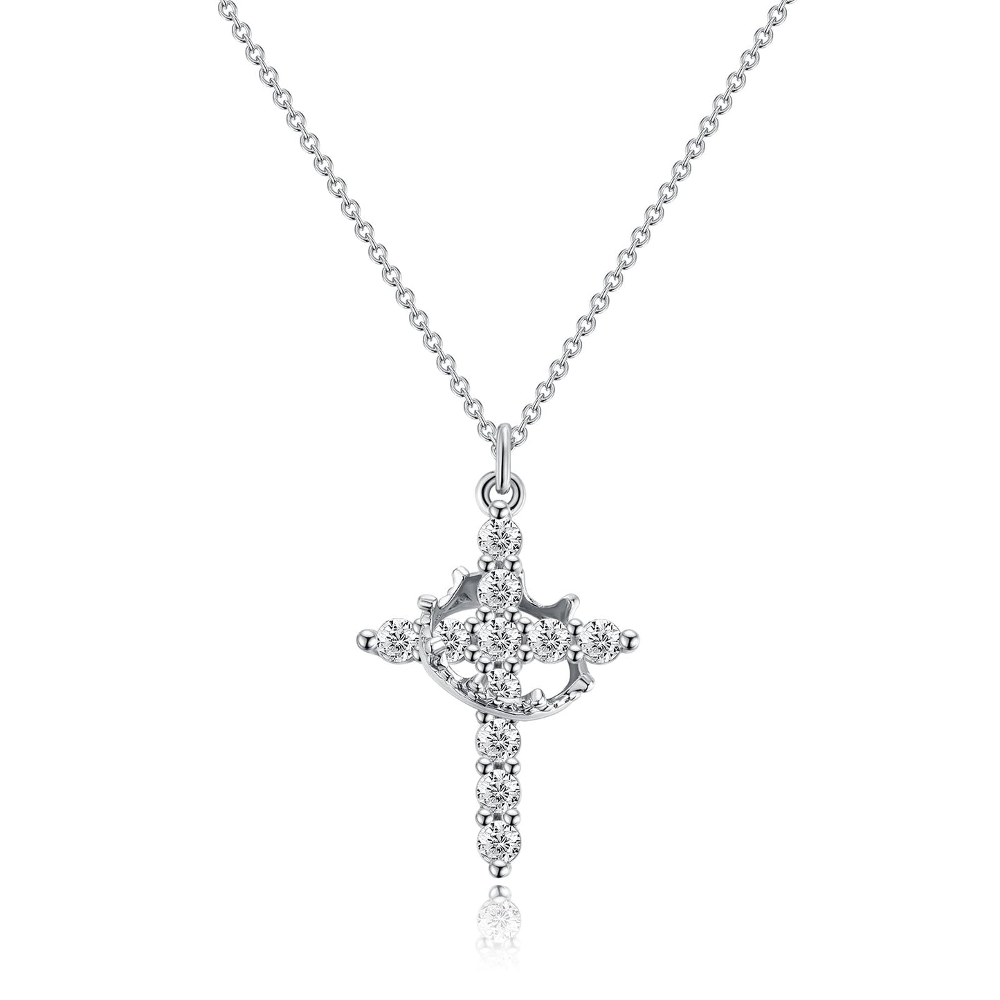 14K gouden kroon kruis hanger ketting