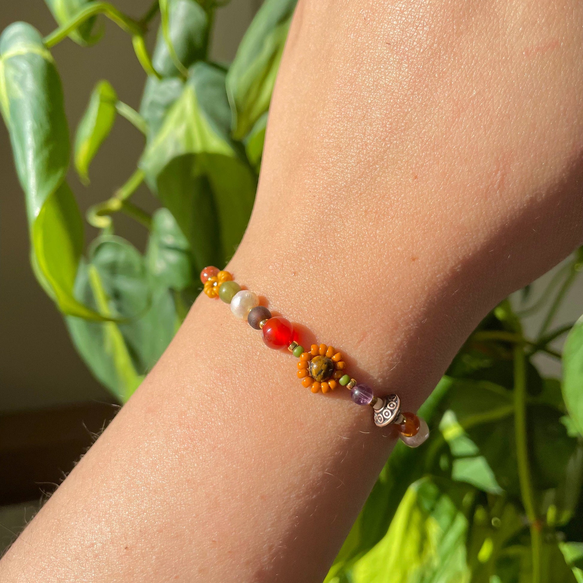 Summer beach jewelry, bohemian handmade bracelet with charm